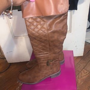 Brown leather boots